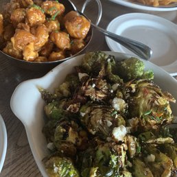Appetizers - shrimp and brussel sprouts