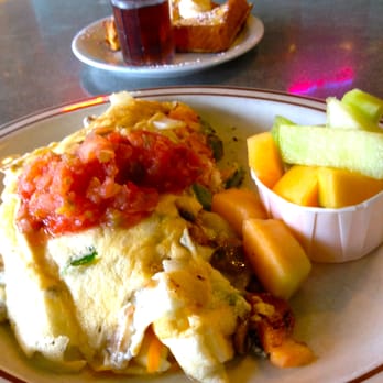 Peter's Cafe - for lesser guilt, i choose egg beaters for this delicious deadly  spanisH omelette , fruits and french toasT comBo =) - American Near Me - Millbrae, California