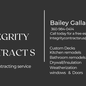 Integrity Contracts - a business card for a construction company - General Contractors Near Me Integrity Contracts - a business card for a construction company - General Contractors Near Me