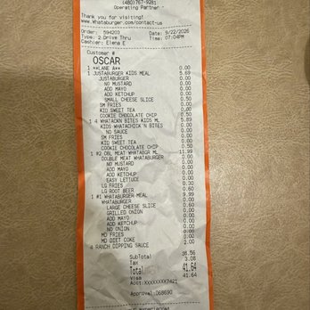 Whataburger - Receipt. - Burgers Near Me - Scottsdale, Arizona Whataburger - Receipt. - Burgers Near Me - Scottsdale, Arizona