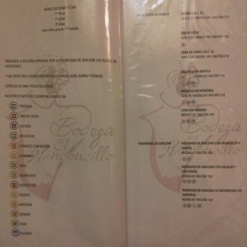 Bodega El Rinconcillo - Carta información para alérgicos - Tapas Bars Near Me - Dos Hermanas, SE