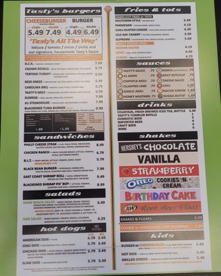 Menu photo 2 Tasty’s Fresh Burgers Yulee, FL Menu photo 2 Tasty’s Fresh Burgers Yulee, FL
