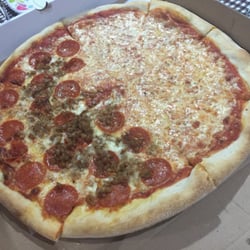 Half Plain, Half Pepperoni Sausage Pizza
