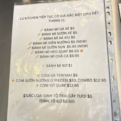 Menu photo 8 Lu Kitchen Garden Grove, CA
