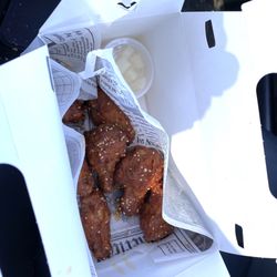 Tsunami Sushi and Korean Chicken Wing - Korean BBQ chicken wings (small order, $17.50)