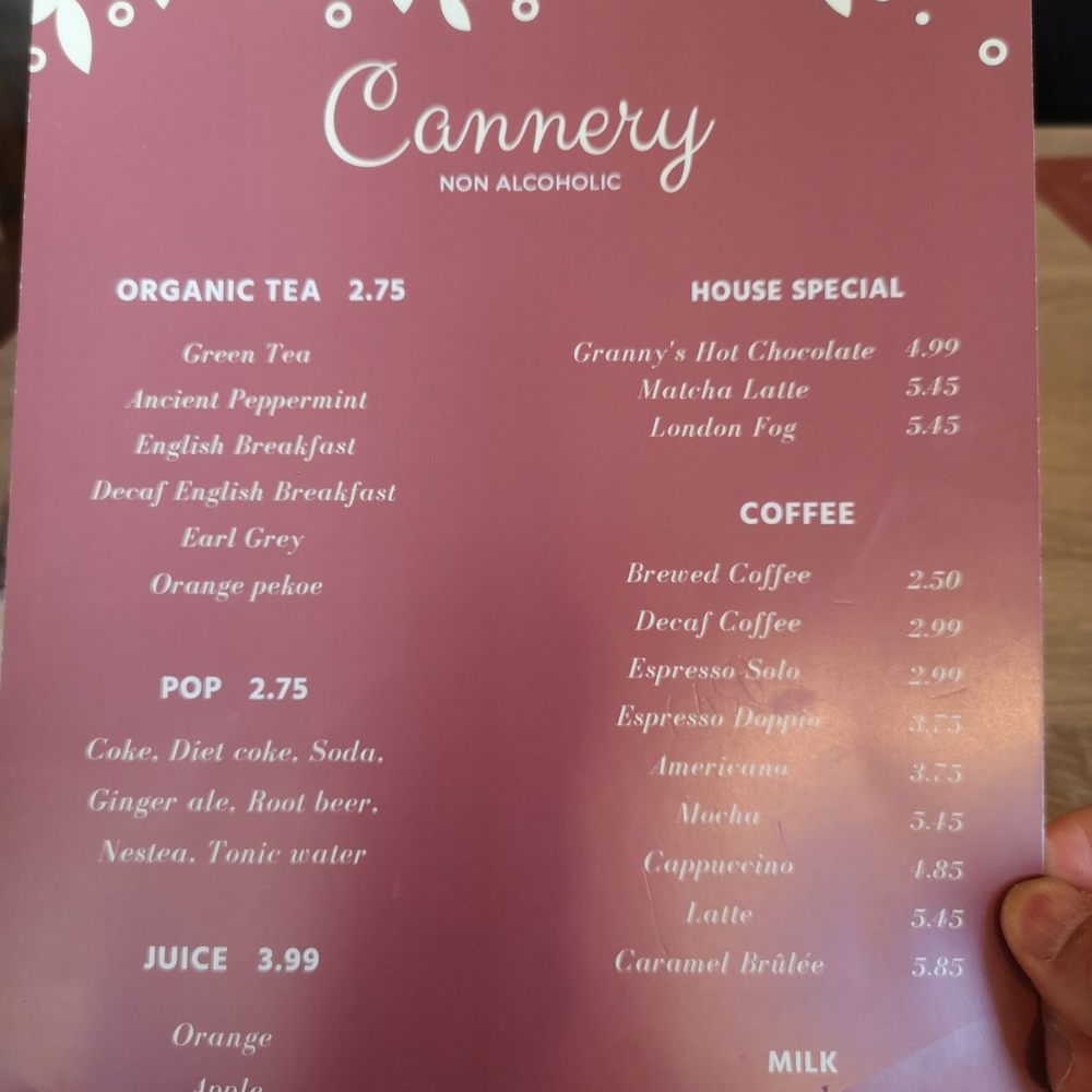 Cannery Cafe - Drink menu - Canadian (New) Near Me - Richmond, British Columbia