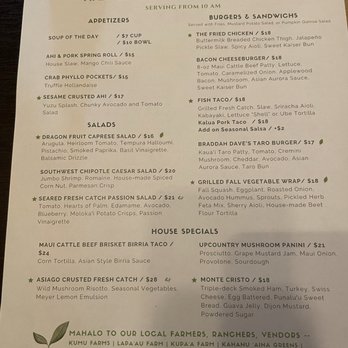 SixtyTwo MarcKet - Lunch menu - New American Near Me - Wailuku, Hawaii