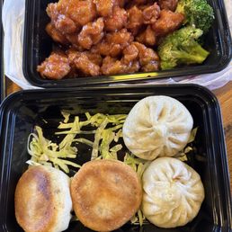 Taiwanese buns and orange chicken Taiwanese buns and orange chicken