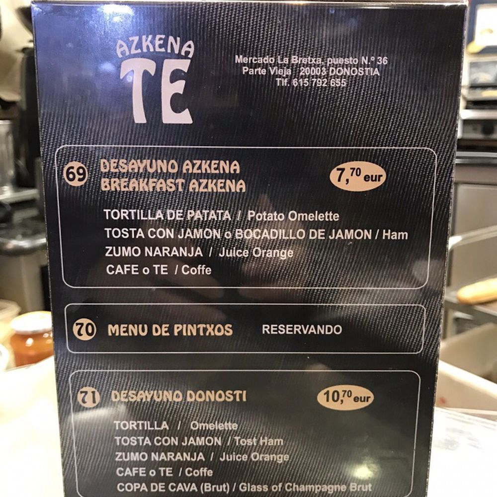 Breakfast menu Breakfast menu