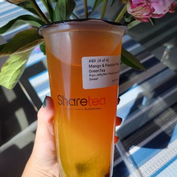 Sharetea - Mango & Passionfruit GT with mini boba and aiyu jelly - Coffee & Tea Near Me - Las Vegas, Nevada