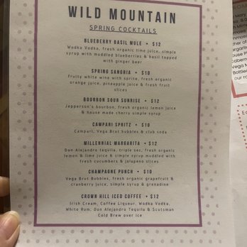 Wild Mountain Cafe - Spring cocktail menu - American Near Me - Seattle, Washington