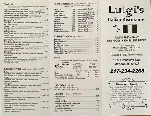 Menu photo 1 Luigis Italian Restaurant Mattoon, IL Menu photo 1 Luigis Italian Restaurant Mattoon, IL