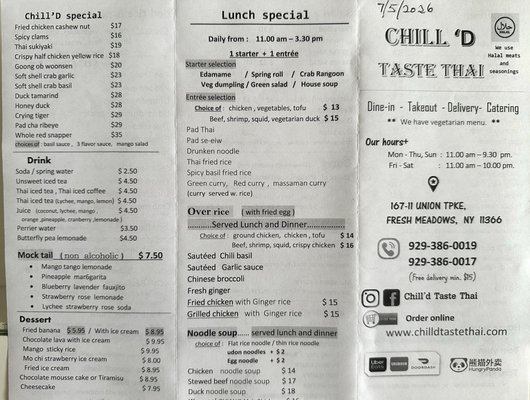 Menu photo 1 Chill D Taste Thai Flushing, NY