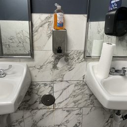 Walls are so dirty! Soap on top of dispenser and paper towel machine is broken Walls are so dirty! Soap on top of dispenser and paper towel machine is broken