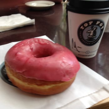 Top Pot Doughnuts - Strawberry Glazed Doughnut and Mocha! - Bakeries Near Me - Seattle, Washington Top Pot Doughnuts - Strawberry Glazed Doughnut and Mocha! - Bakeries Near Me - Seattle, Washington