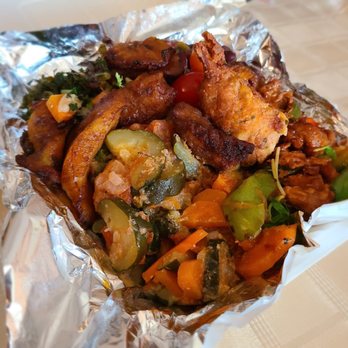Ital Vital - Rice and peas, plantain, callaloo, zucchini stew, stew peas, bbq soy dish, tofu drumstick - Caribbean Near Me - Scarborough, Ontario