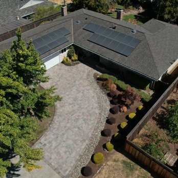 Unique Pavers - After. Completed driveway with pavers. Aerial view of driveway by provided Unique Pavers. - Masonry/Concrete Near Me Unique Pavers - After. Completed driveway with pavers. Aerial view of driveway by provided Unique Pavers. - Masonry/Concrete Near Me