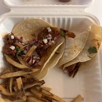 Top Hat - Jackfruit tacos with good fries- but...BAD tortillas and no flavor at all in the tacos. We threw this out after the photo. - Bars Near Me - Missoula, Montana Top Hat - Jackfruit tacos with good fries- but...BAD tortillas and no flavor at all in the tacos. We threw this out after the photo. - Bars Near Me - Missoula, Montana