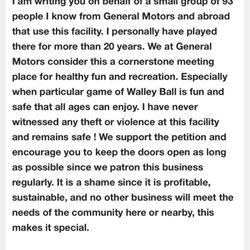 Warren Racquetball & Fitness - This is one of the letters that was written to the City of Warren.