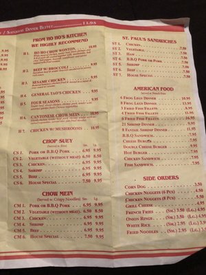 Menu photo 6 Ho Ho Chinese Restaurant Forrest City, AR