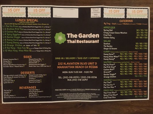 Menu photo 6 The Garden Thai Restaurant Manhattan Beach, CA