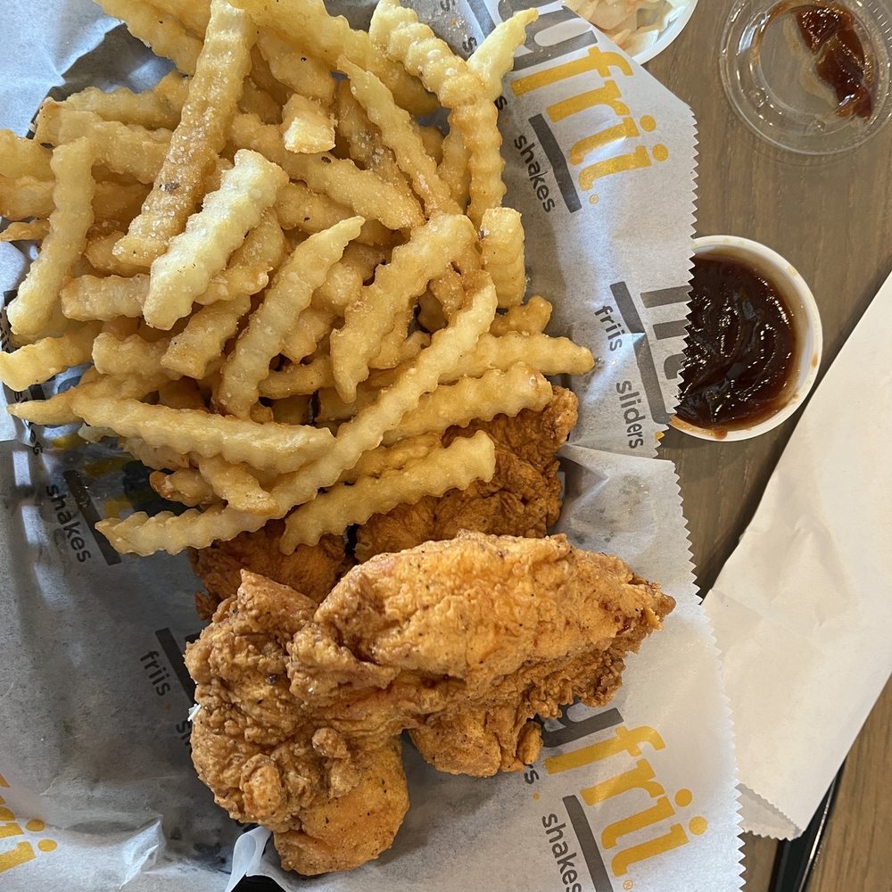 Three piece tenders meal with crinkle fries and coleslaw Three piece tenders meal with crinkle fries and coleslaw
