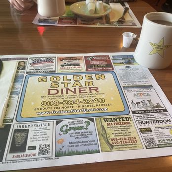 Golden Star Diner - Placemat - Diners Near Me - Ringoes, New Jersey Golden Star Diner - Placemat - Diners Near Me - Ringoes, New Jersey