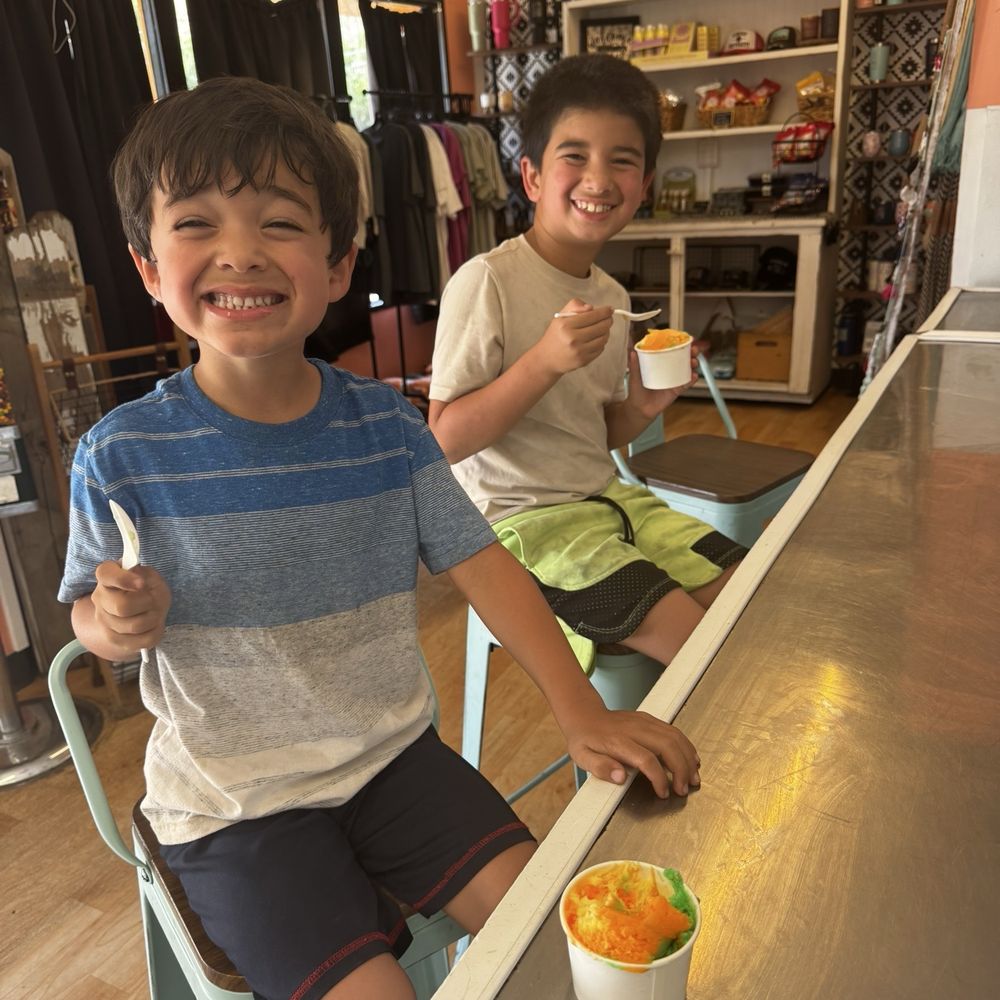 Delicious! Happy and refreshed boys.