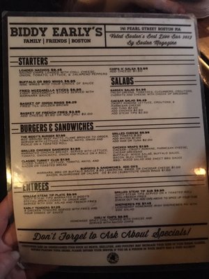 Menu photo 5 Biddy Early's Boston, MA