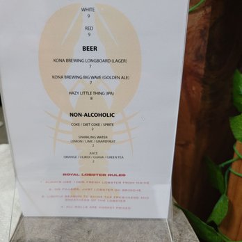 Royal Lobster - Royal Lobster drink menu - Seafood Near Me - Honolulu, Hawaii Royal Lobster - Royal Lobster drink menu - Seafood Near Me - Honolulu, Hawaii