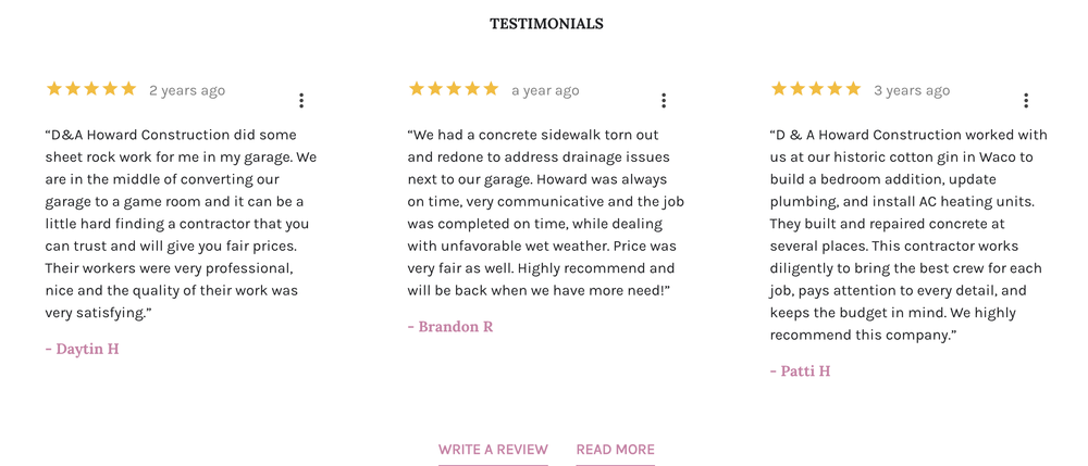 Slide of D and A Howard Construction