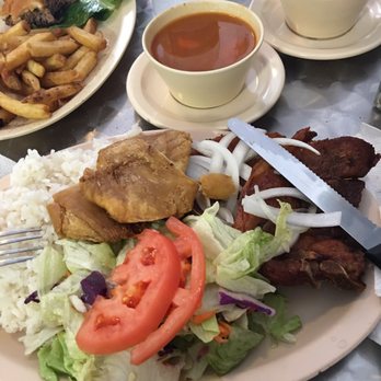 Cafeteria Tropical - Fried pork chops with rice,beans, salad and fried plantains! Delish! - Cafeteria Near Me - San Juan, Puerto Rico Cafeteria Tropical - Fried pork chops with rice,beans, salad and fried plantains! Delish! - Cafeteria Near Me - San Juan, Puerto Rico