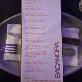 Bacanora - Menu - Mexican Near Me - Phoenix, Arizona