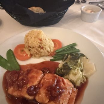 Chez Vincent - Salmon with raspberry sauce! - French Near Me - Winter Park, Florida Chez Vincent - Salmon with raspberry sauce! - French Near Me - Winter Park, Florida