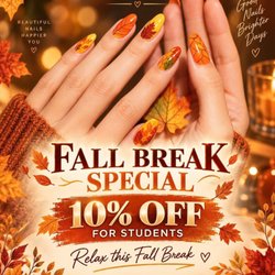 Sassy Nails Salon - Fall Break Special! 10% OFF for students at Sassy Nails Salon. Relax this Fall Break! +1 619-941-1690.