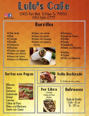Menu photo 2 Lulú's Cafe El Paso, TX