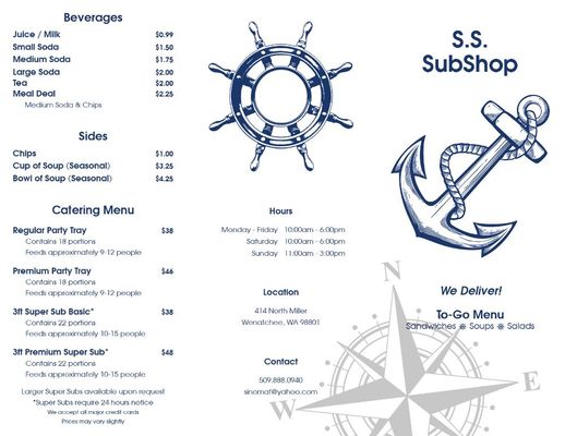 Menu photo 1 S S Sub Shop Wenatchee, WA Menu photo 1 S S Sub Shop Wenatchee, WA