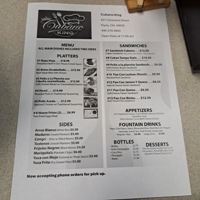 Menu photo 1 Cubano King Elyria, OH