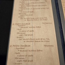 First page of the menu. First page of the menu.