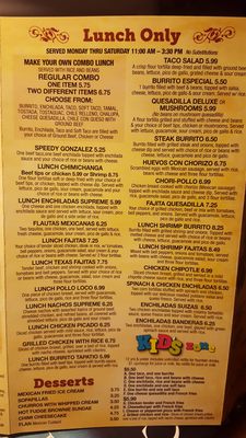Menu photo 2 El Tapatio Mexican Restaurant Wilson, NC