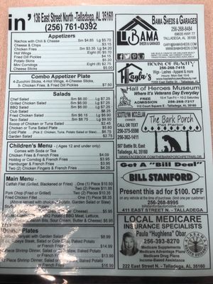 Menu photo 1 Tina's Homecookin' Talladega, AL