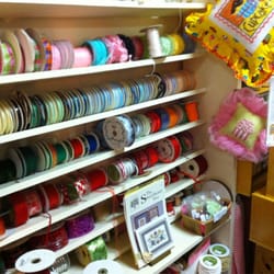 Cross Stitch Cupboard - Spools of ribbon.