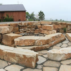 Long's Peak Landscape - natural stone fire pit and patio