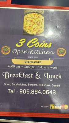 Menu photo 3 3 Coins Open Kitchen Richmond Hill, ON