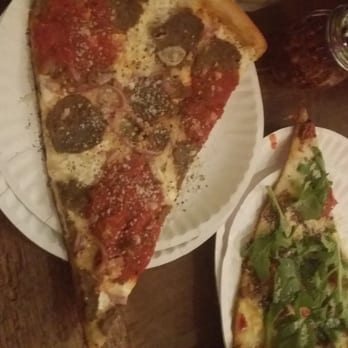 Five Points Pizza - My slice of Meatball Pie and Caprese (I think?) from Five Points Pizza. Huge NY style slices. Very tasty and the crust was crisp and delish! - Italian Near Me - Nashville, Tennessee