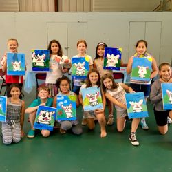 Happy Little Brush Strokes Painting Party Long Island - 9th Birthday Painting Party