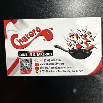Chatore Indian cuisine - Business card - Indian Near Me - Fresno, California Chatore Indian cuisine - Business card - Indian Near Me - Fresno, California