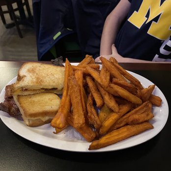 Bookmakers Burgers Bourbon Brews - Build Your Own Grilled Cheese - 2 types of cheese and bacon with sweet potatoes instead of soup or chili - Burgers Near Me - Aurora, Colorado Bookmakers Burgers Bourbon Brews - Build Your Own Grilled Cheese - 2 types of cheese and bacon with sweet potatoes instead of soup or chili - Burgers Near Me - Aurora, Colorado