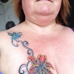 Custom Tattoo - Cover up on the lily and butterfly was new