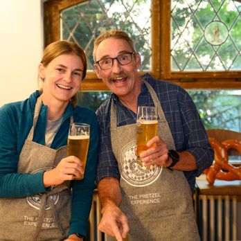 Zum Bauer - Prost! Sharing some smiles waiting for the hot pretzels (promise the short wait it worth it)!. - Walking Tours Near Me - Garmisch-Partenkirchen, BY